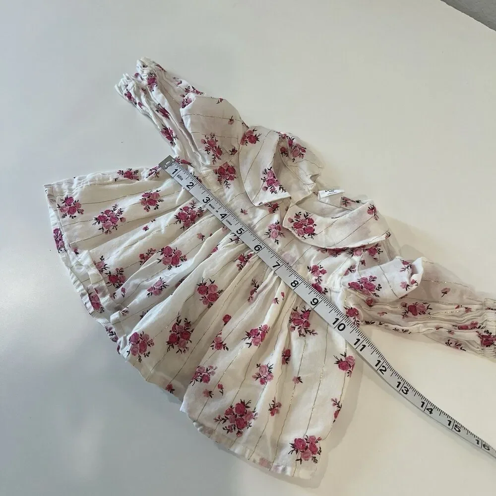 Gap Baby & Toddler Puff-Sleeve Floral Top 6-12 Months Metallic Detail Cute Pics